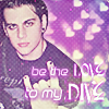 jjangwonrei_sha758: a photo of a7x's vocalist doing a rockstar pose thing, and it has a caption saying "be my love to my dive" with a buncha hearts on a purple background (a7x)