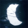 kat: animated GIF of a glowing crescent moon reflected in rippling waves (moon)
