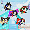 kat: new jeans animation of their power puff girls pixel sprite characters (newjeans power puff girls)